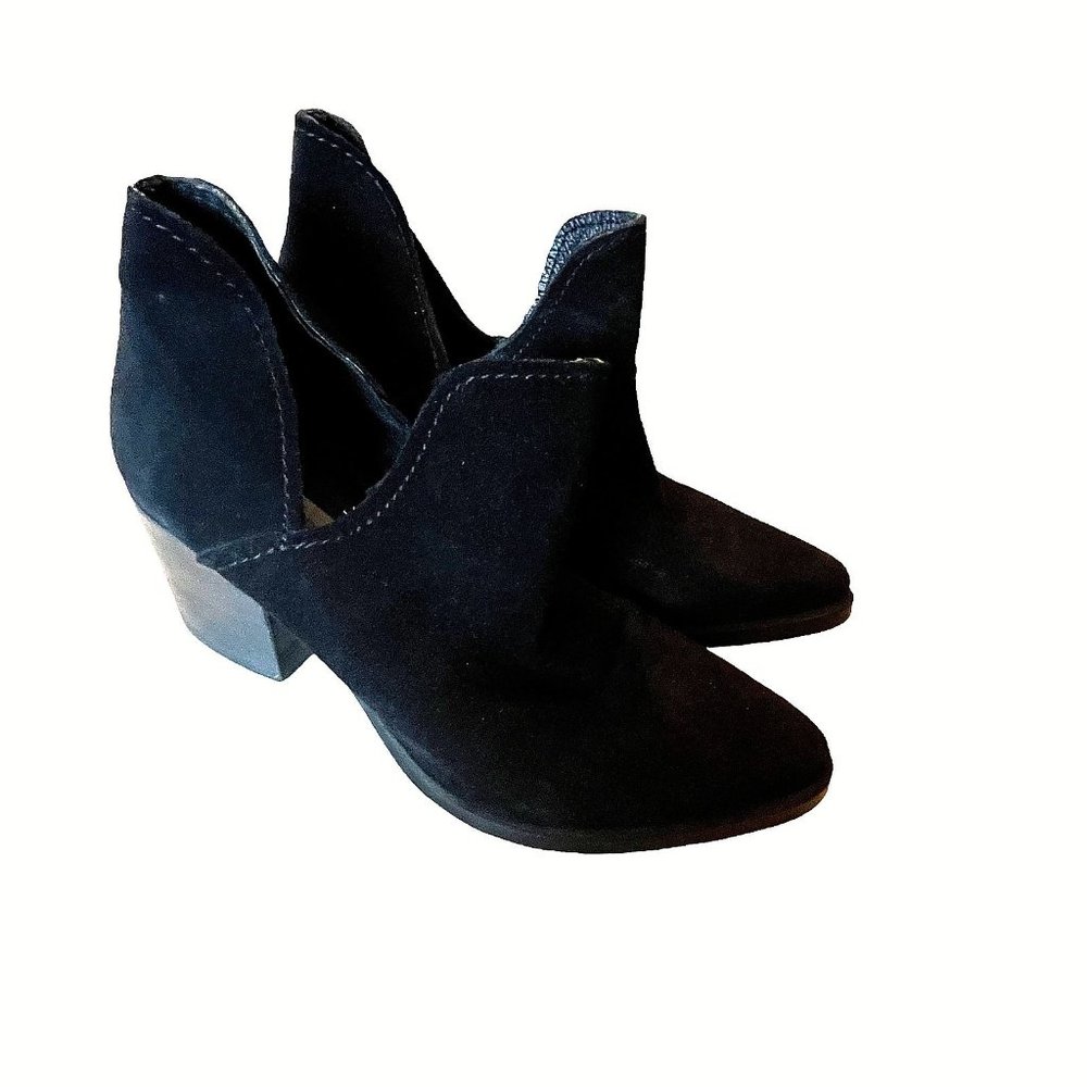 Steve Madden Suede Cut Out Pointed Toe Bootie Leather Black Size 8